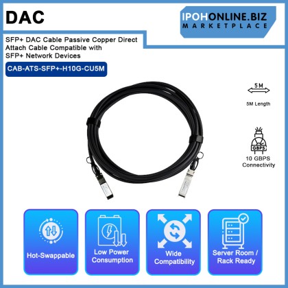 5M 10Gbps SFP+ DAC Cable Passive Copper Direct Attach Cable Compatible with SFP+ Network Devices 5M 10Gbps SFP+ DAC Cable Passive Copper Direct Attach Cable Compatible with SFP+ Network Devices